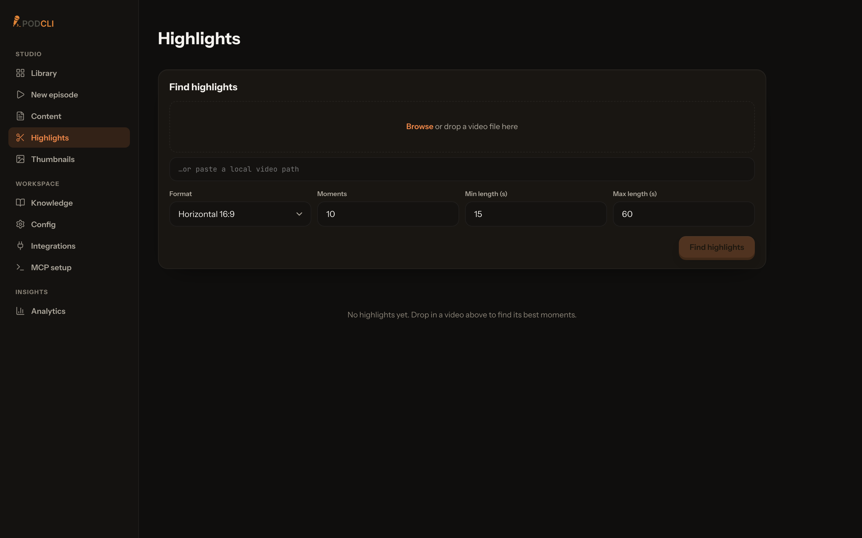 The Highlights page
