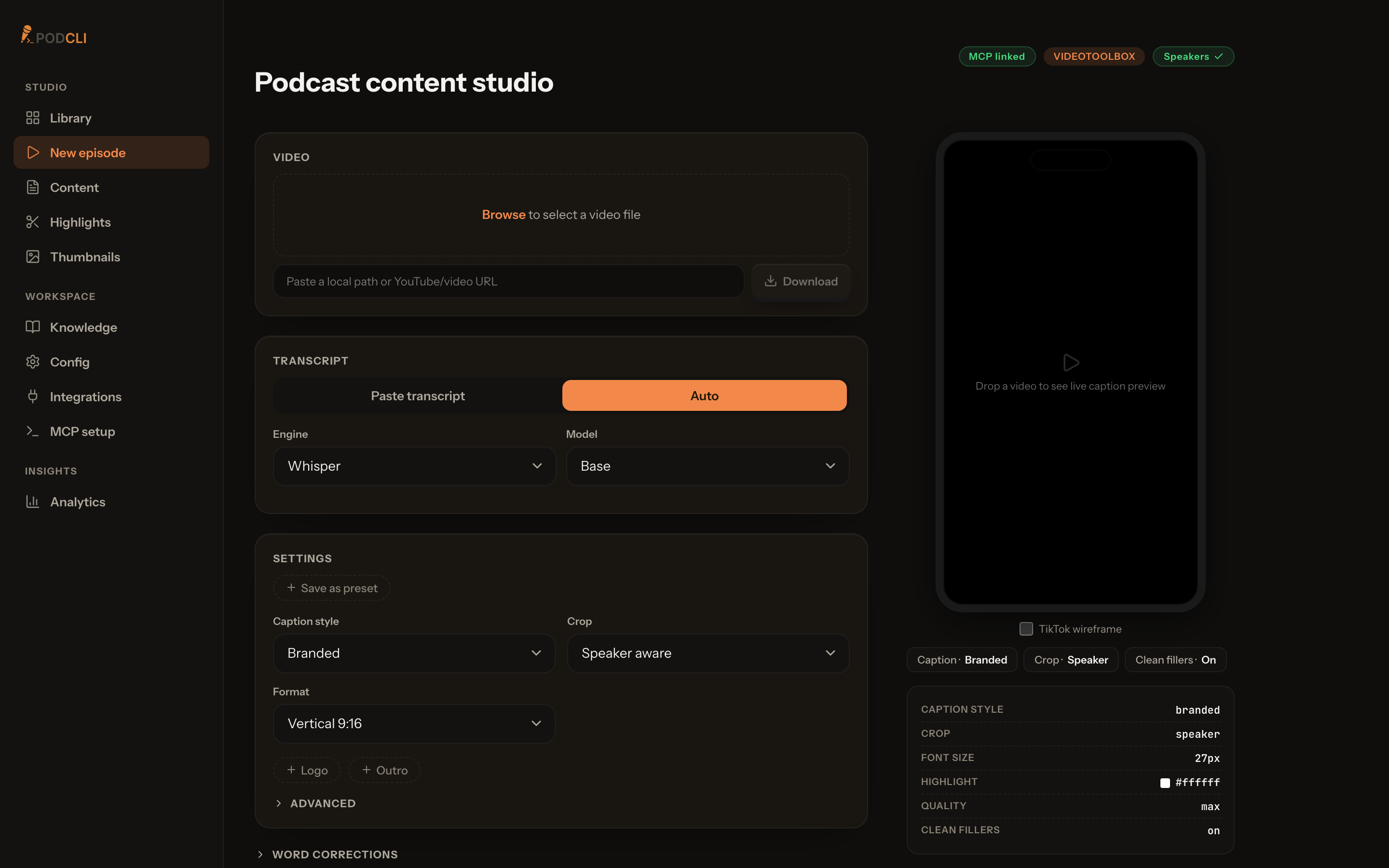 The New episode page