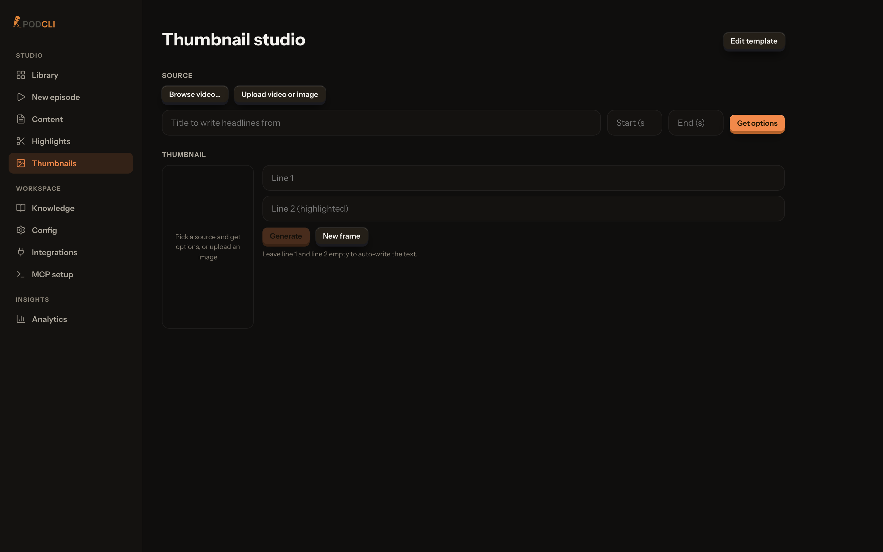 The Thumbnail studio page